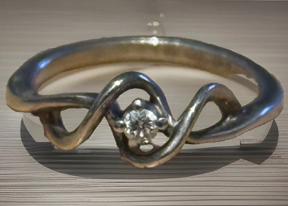 Vintage Sterling Silver SR Diamond Wave Sweetheart Promise Ring Size 5.5
